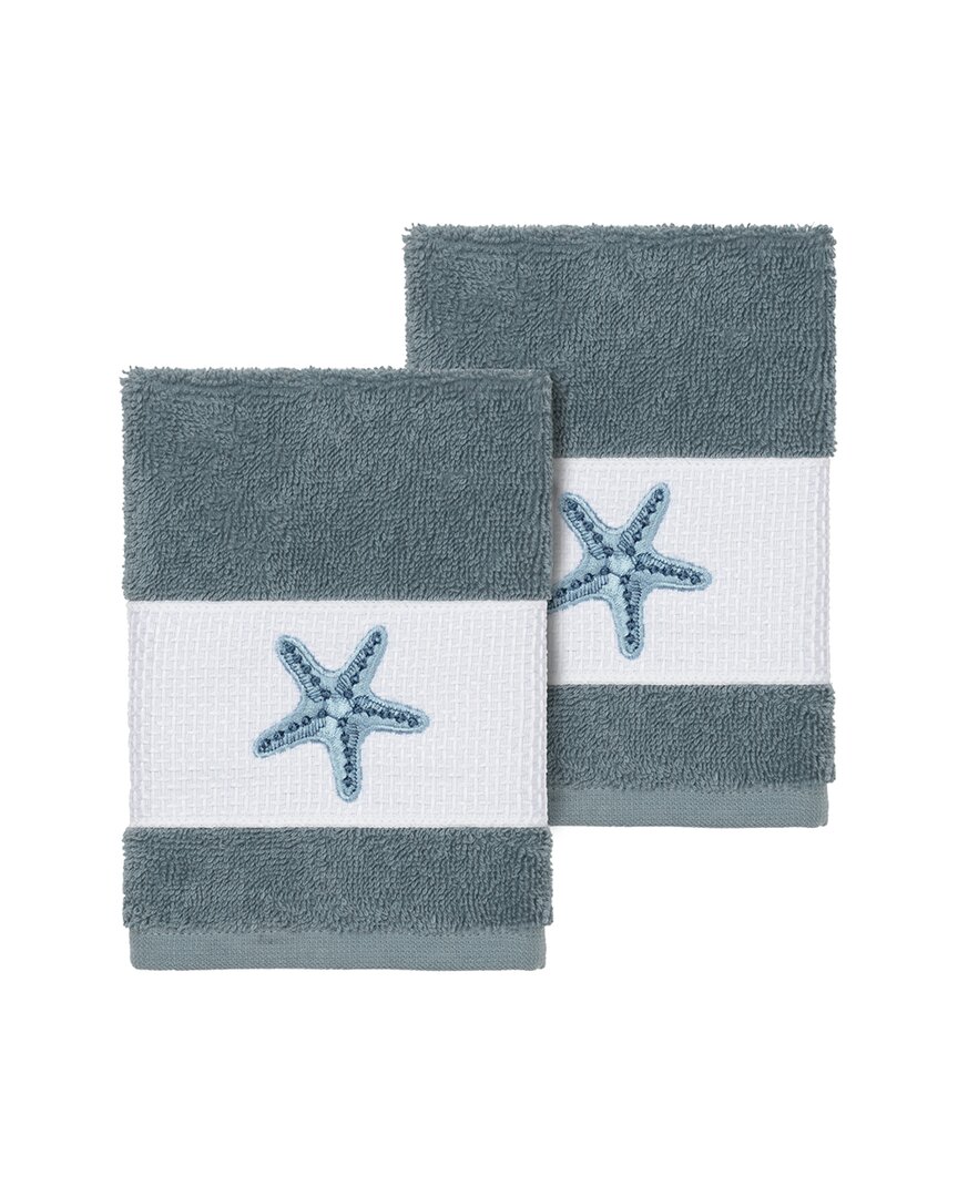 Linum Home Textiles Lydia Turkish Cotton 2pc Embellished Washcloth Set