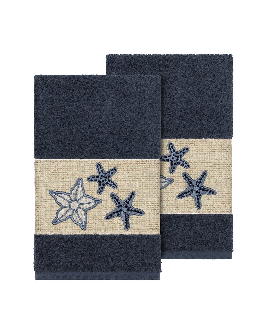 Linum Home Textiles Lydia Turkish Cotton 2pc Embellished Hand Towel Set