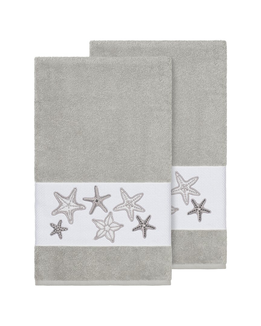 Linum Home Textiles Lydia Turkish Cotton 2pc Embellished Bath Towel Set