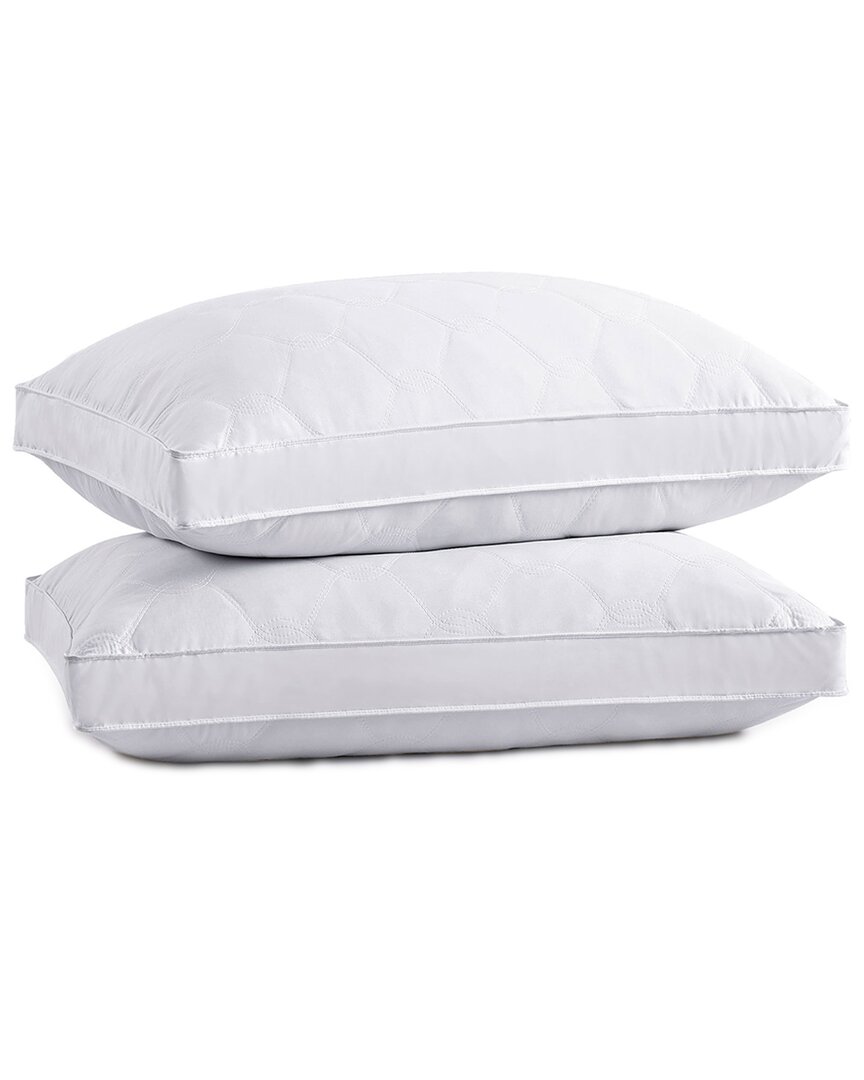 Unikome Set Of 2 Quilted Goose Feather Down Pillow In White