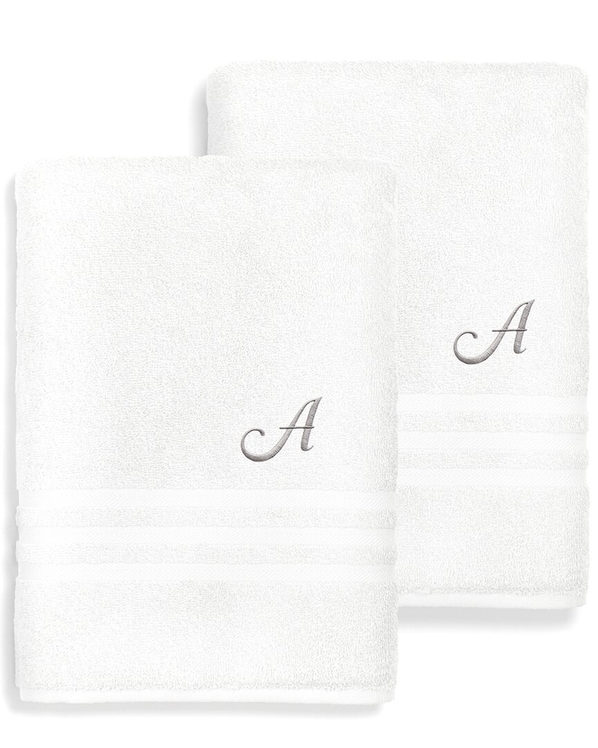 LINUM HOME TEXTILES LINUM HOME TEXTILES MONOGRAM TURKISH COTTON 2PC DENZI BATH TOWEL SET (A-Z)