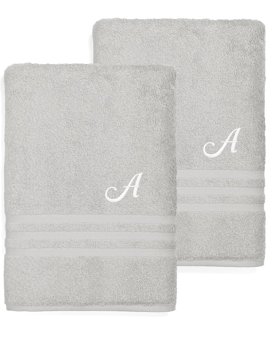 LINUM HOME TEXTILES LINUM HOME TEXTILES MONOGRAM TURKISH COTTON 2PC DENZI BATH TOWEL SET (A-Z)