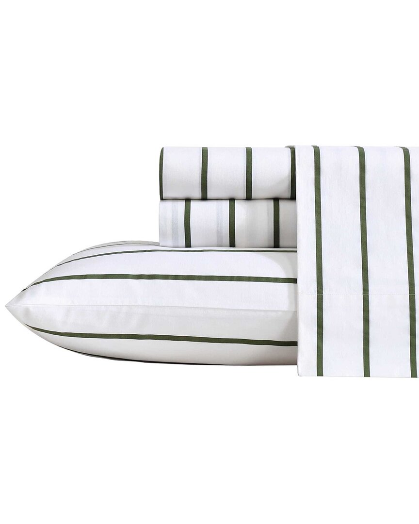 NAUTICA NAUTICA 200 THREAD COUNT BRENTON STRIPE COTTON PERCALE SHEET SET 