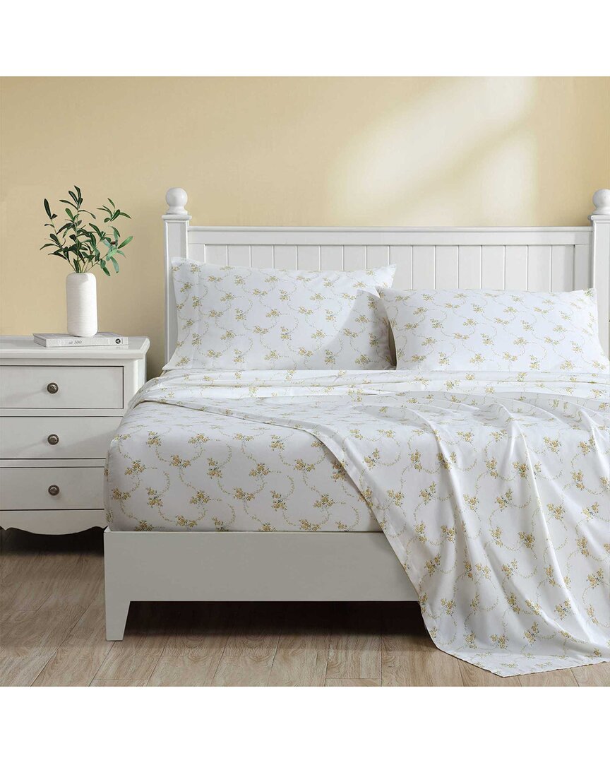 Laura Ashley 300 Thread Count Petite Rose Cotton Sateen Sheet Set