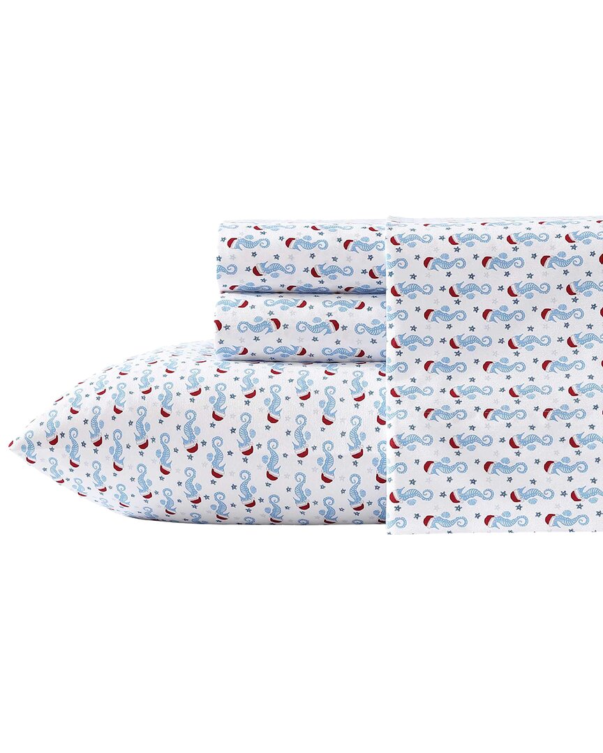 Nautica Holiday Seahorse Flannel Sheet Set