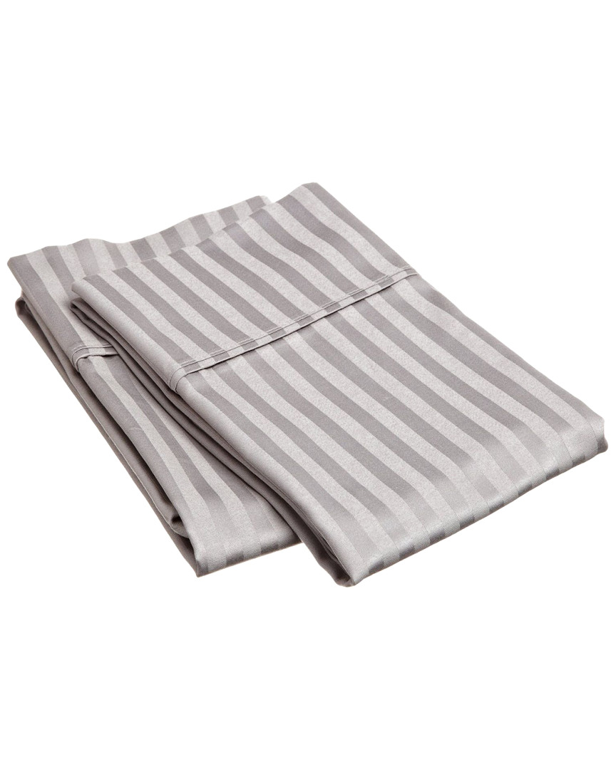 Superior 300 Thread Count Egyptian Cotton Striped Pillowcases In Brown