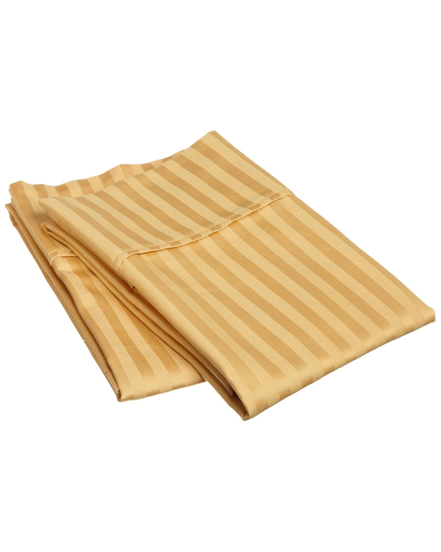 Superior 400 Thread Count Combed Cotton Striped Pillowcases In Gold