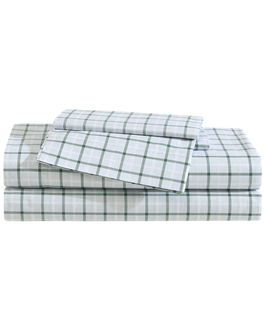 Eddie Bauer 200 Thread Count Classic Tattersall Plaid Cotton Percale Sheet Set