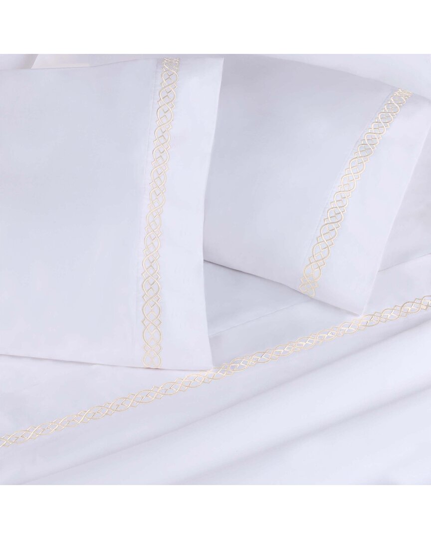 Superior Set Of 2 Egyptian Cotton 1000 Thread Count Embroidered Pillowcases