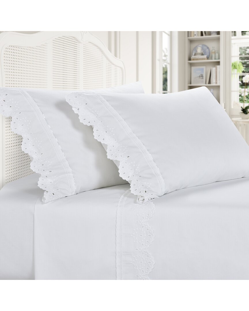 J. Queen Cottage 200 Thread Count Eyelet Sheet Set