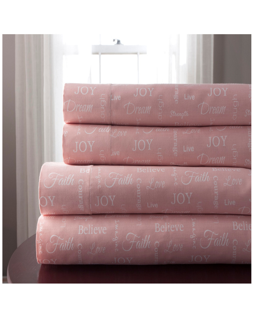 Elite Home Fashions Inspirational Print Sheet Set
