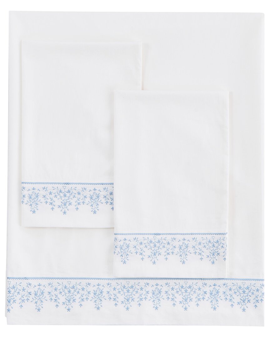 Melange Mélange Home 300 Thread Count Percale Cotton Baby's Breath Embroidery Sheet  Set