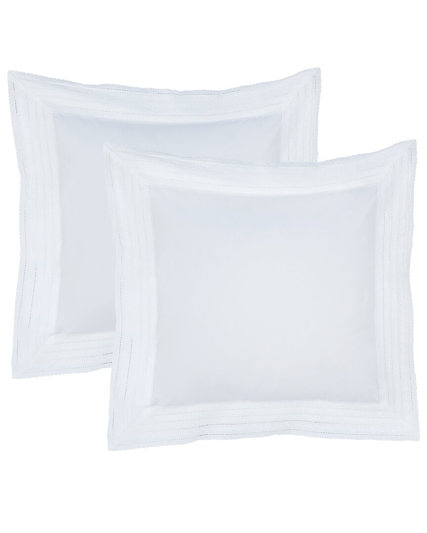 Melange Mélange Home 300 Thread Count Percale Cotton Elizabeth Lace Embroidery Euro  Shams