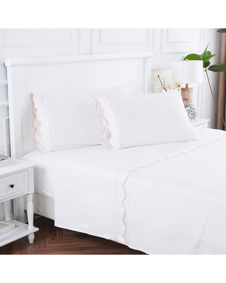 Melange Mélange Home 600 Thread Count Scallop Rope Embroidery Sheet Set