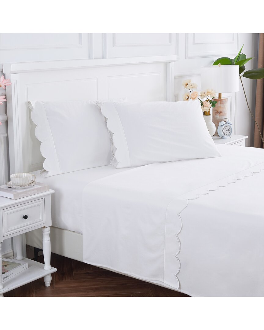 Melange Mélange Home 600 Thread Count Scallop Rope Embroidery Sheet Set