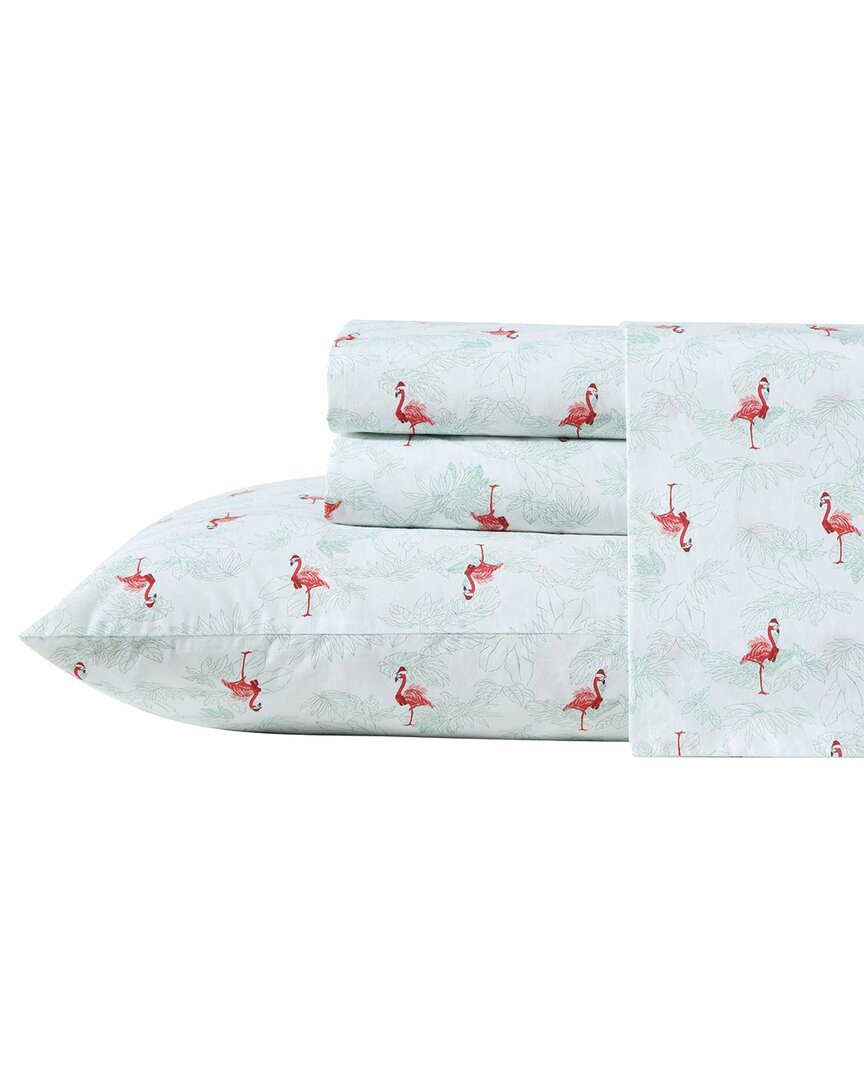 TOMMY BAHAMA DISCONTINUED TOMMY BAHAMA 200 THREAD COUNT FLAMINGO SANTA COTTON PERCALE SHEET SET 