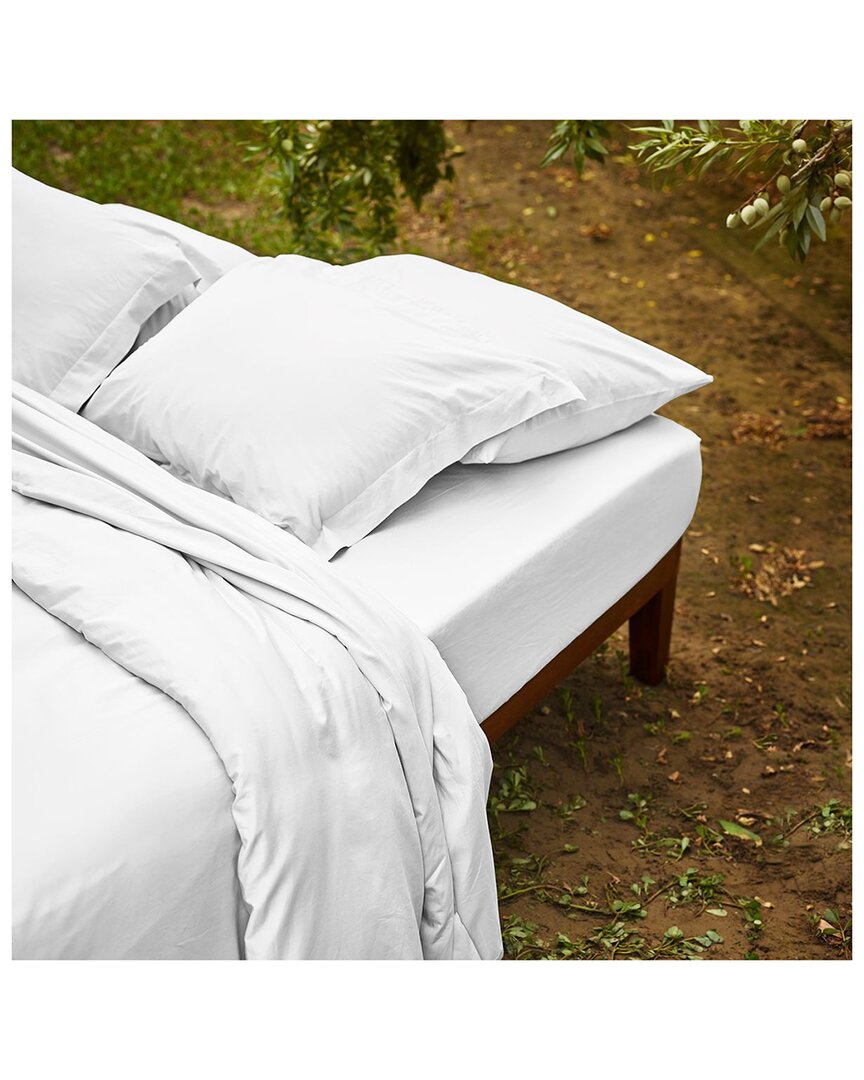 Bombacio Linens Sunset White Brushed Cotton Percale Fitted Sheet