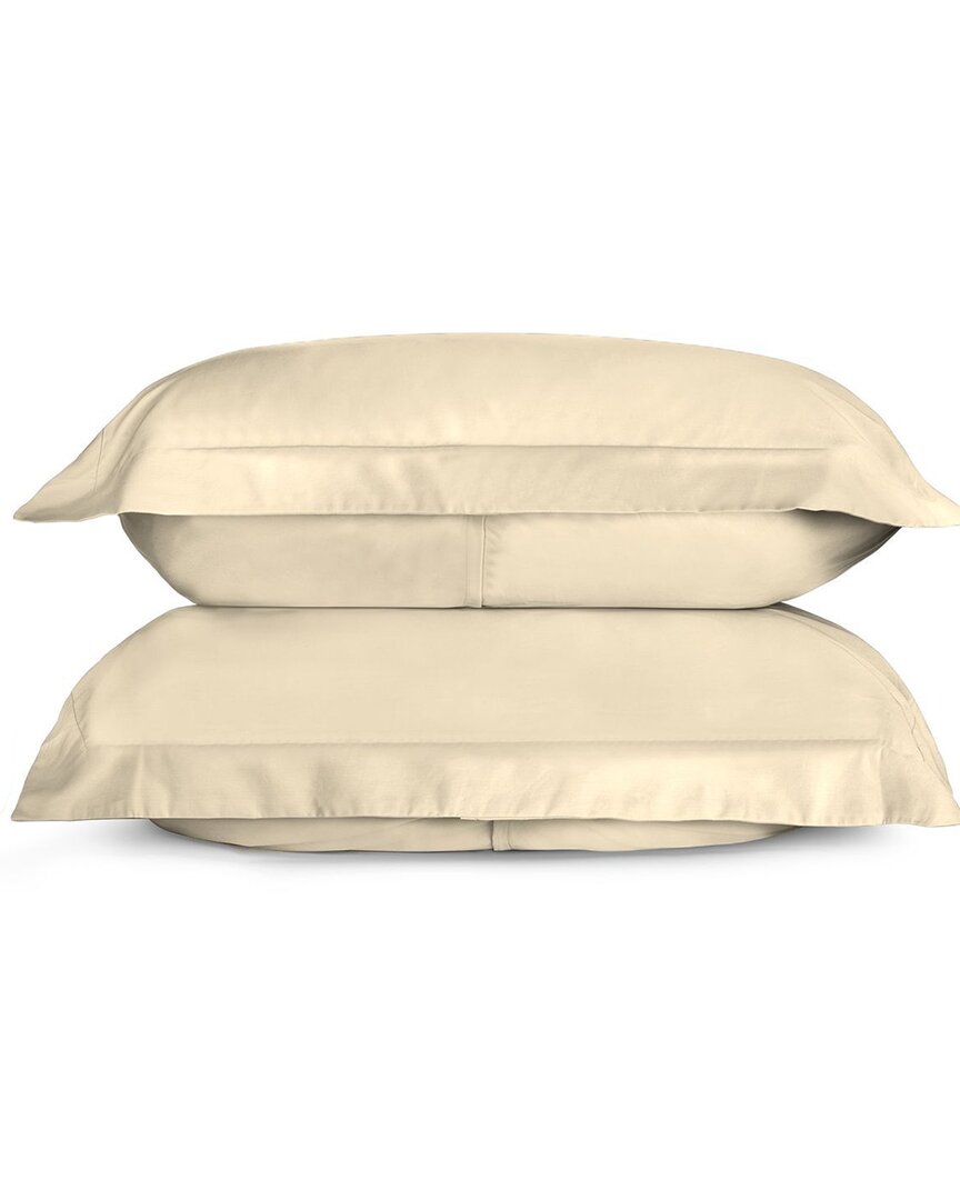 Bombacio Linens Sunrise Ivory Sateen Set Of 2 Pillow Shams