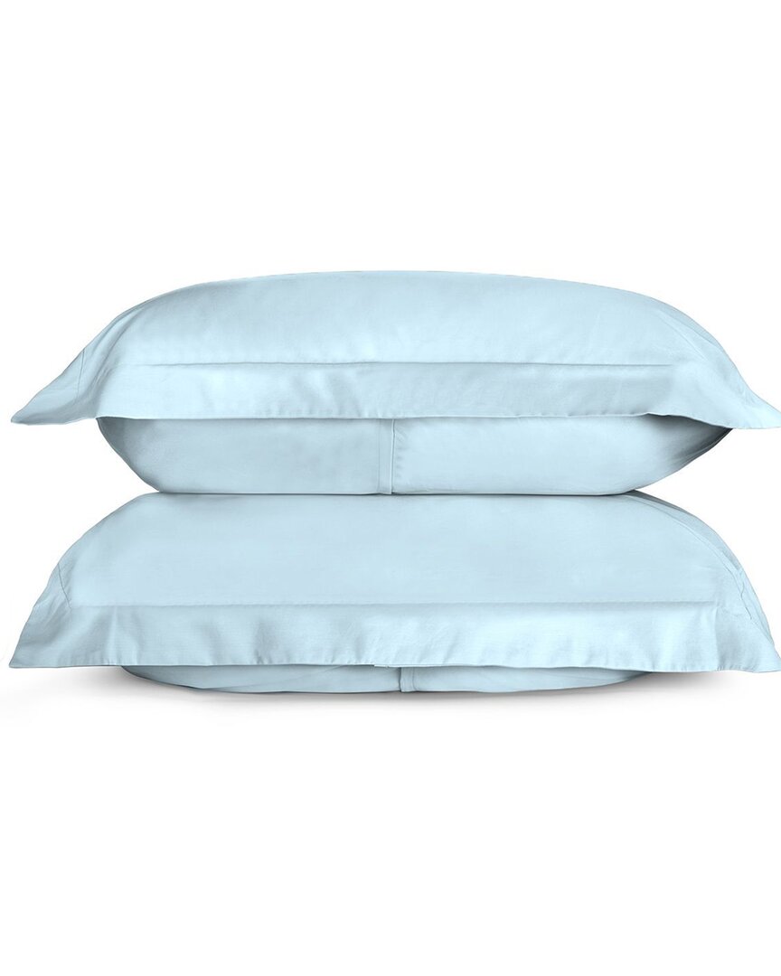 Bombacio Linens Sunrise Sky Blue Sateen Set Of 2 Pillow Shams