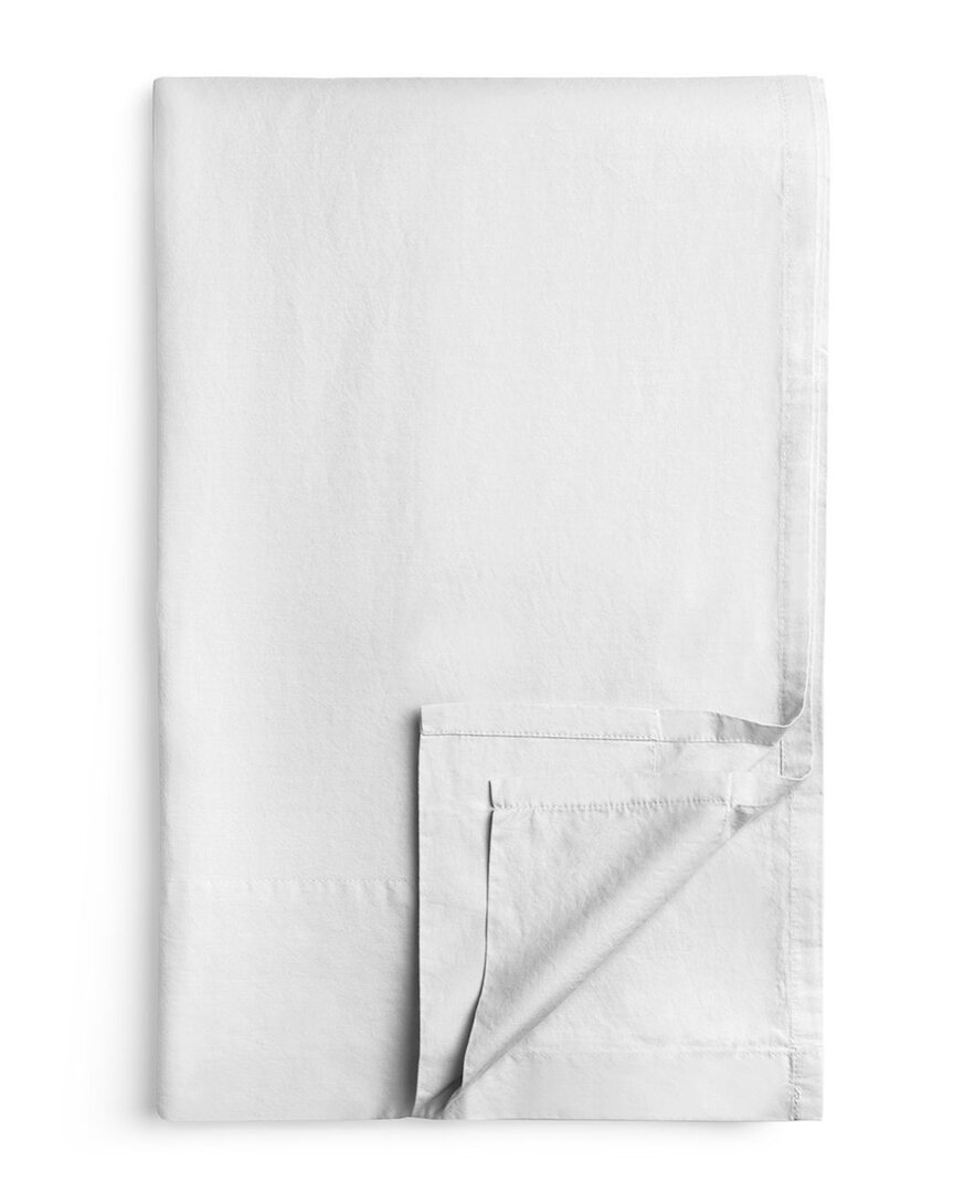 Bombacio Linens Sunset White Brushed Cotton Percale Flat Sheet