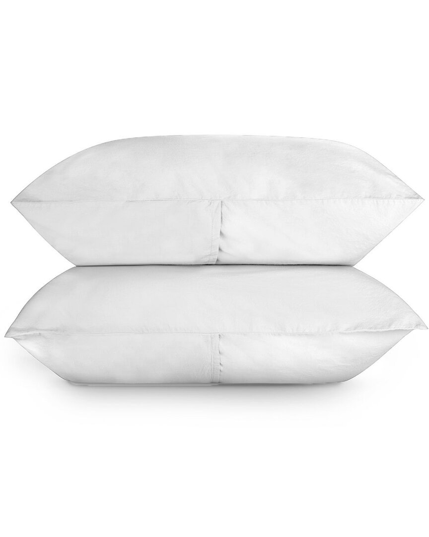 Bombacio Linens Sunset White Brushed Cotton Percale Set Of 2 Pillow Cases