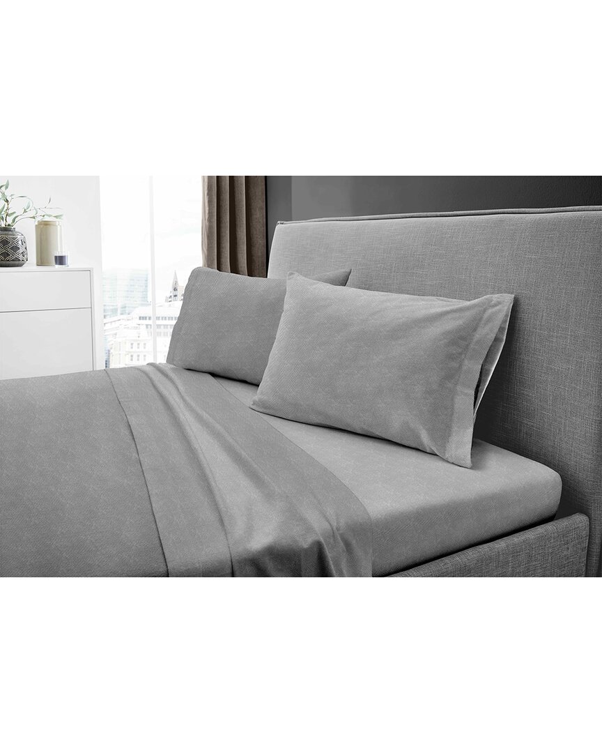 Dormisette 250 Thread Count Luxury German Flannel Hemstitch Sheet Set In Grey