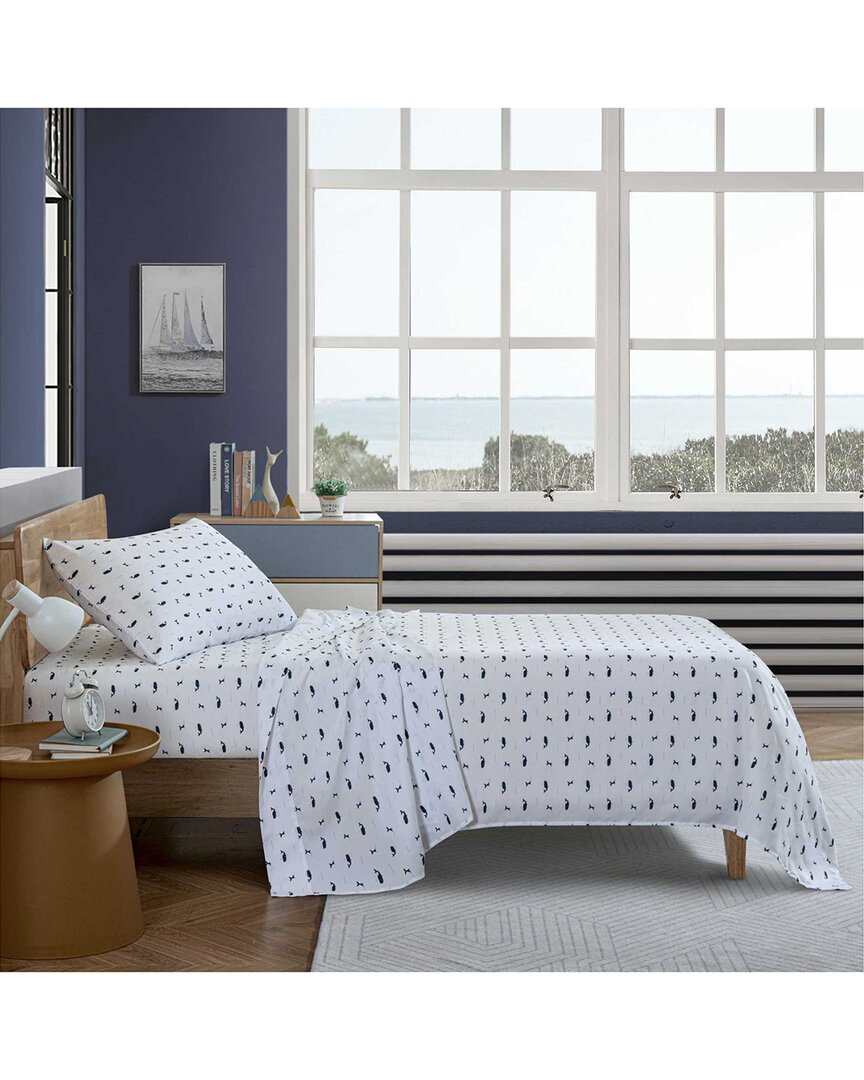 Nautica Caspian Whales Lightweight Sheet Set In Blue