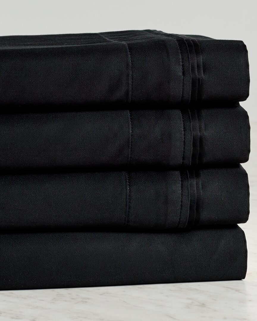 Superior 650 Thread Count Egyptian Cotton Solid Deep Pocket Sheet Set In Black