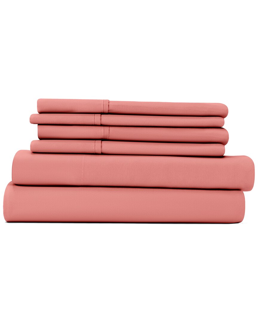 Shop Home Collection Luxury Ultra Soft 6pc Solid Bed Sheet Set In Red