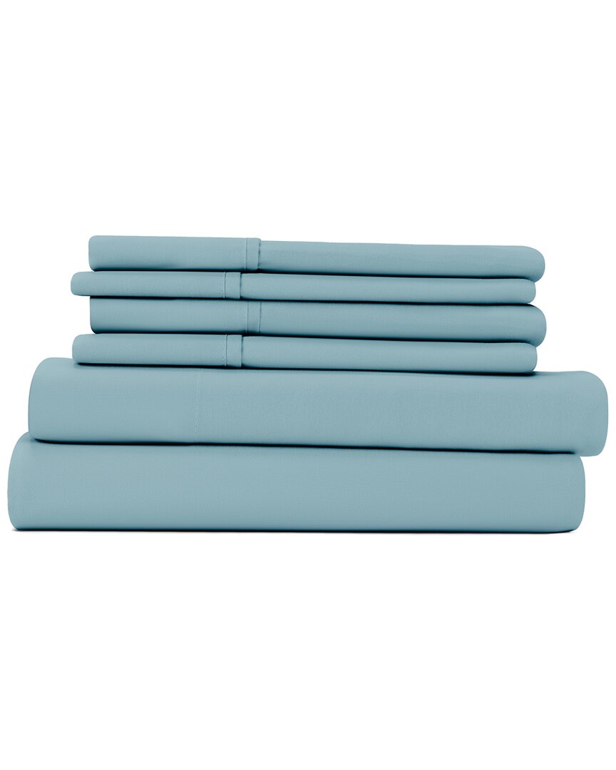 Shop Home Collection Luxury Ultra Soft 6pc Solid Bed Sheet Set In Blue