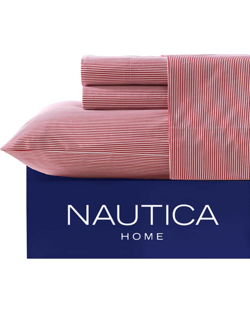 Nautica Penny Pinstripe 200 Thread Count Cotton Percale Sheet Set