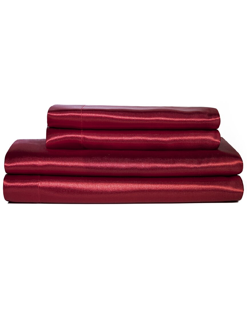 Baltic Linen Luxury Satin Super Soft Sheet Sets In Red