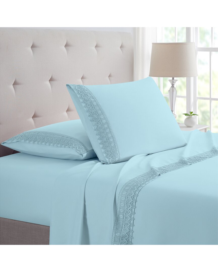 Bamboo Comfort Lace Crochet Embroidery 4pc Sheet Set