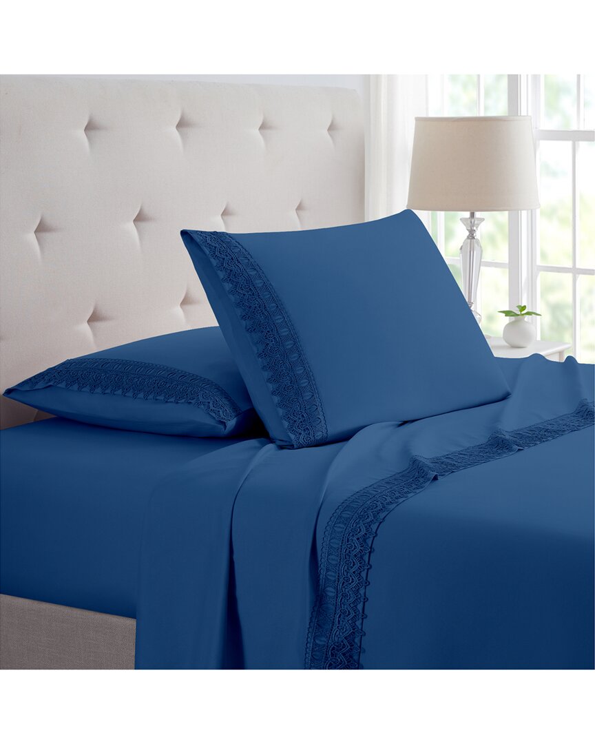 Bamboo Comfort Lace Crochet Embroidery 4pc Sheet Set