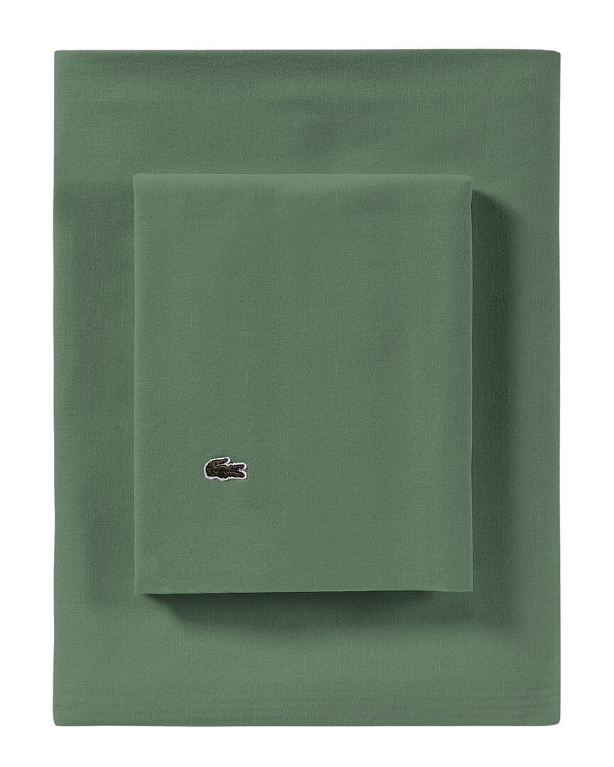 Lacoste Percale Solid Sheet Set In Green