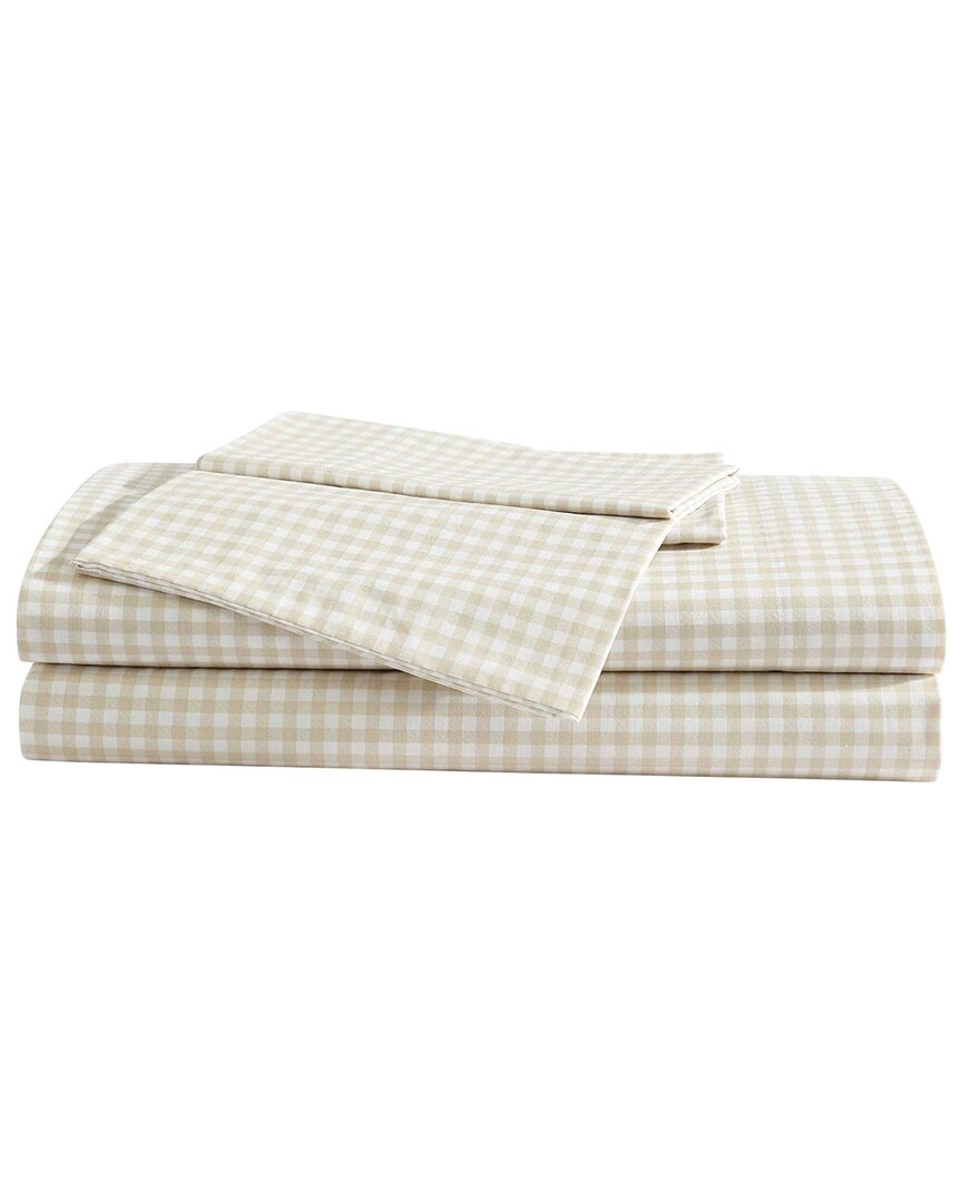Eddie Bauer Little Gingham 200 Thread Count Cotton Percale Queen Sheet Set