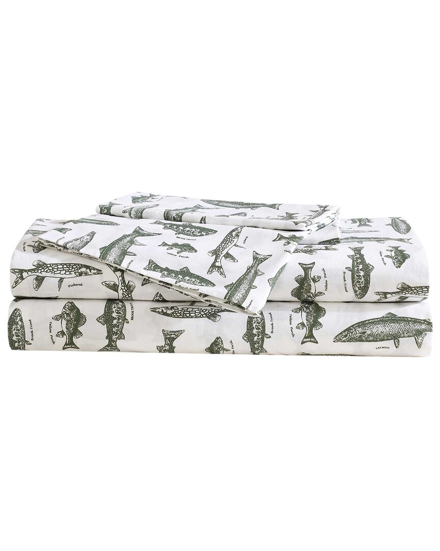 Eddie Bauer 200 Thread Count Wes Fish Face Cotton Percale Sheet Set