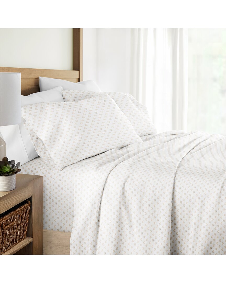 Home Collection 300 Thread Count 4pc Cotton Pattern Sheet Set In Beige