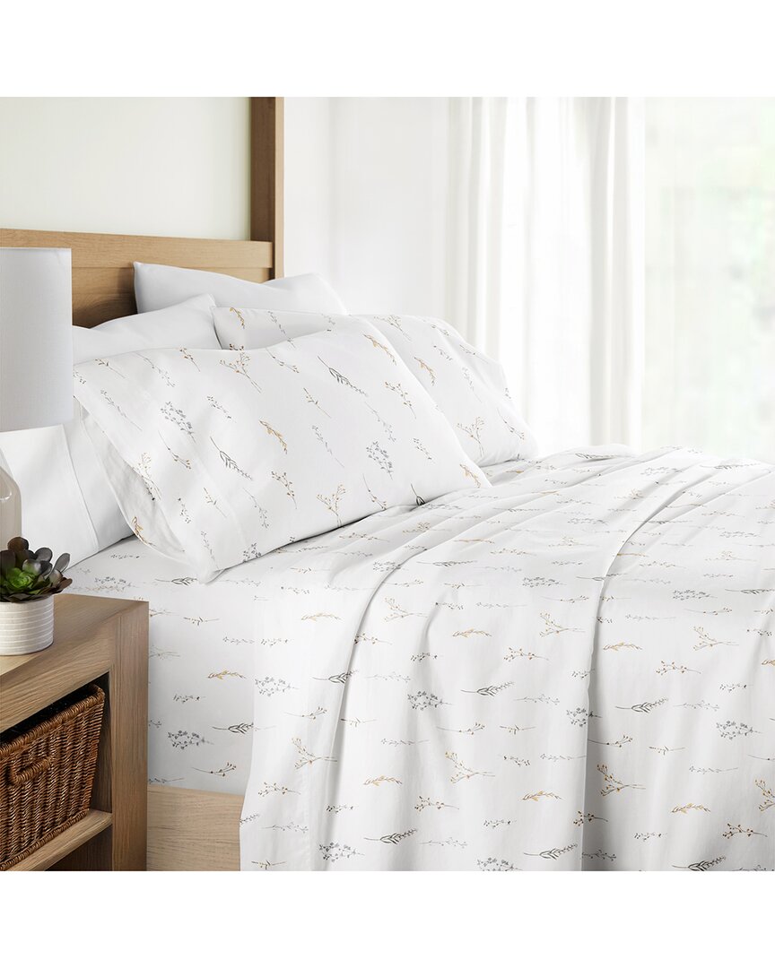 Home Collection 300 Thread Count 4pc Cotton Pattern Sheet Set In White