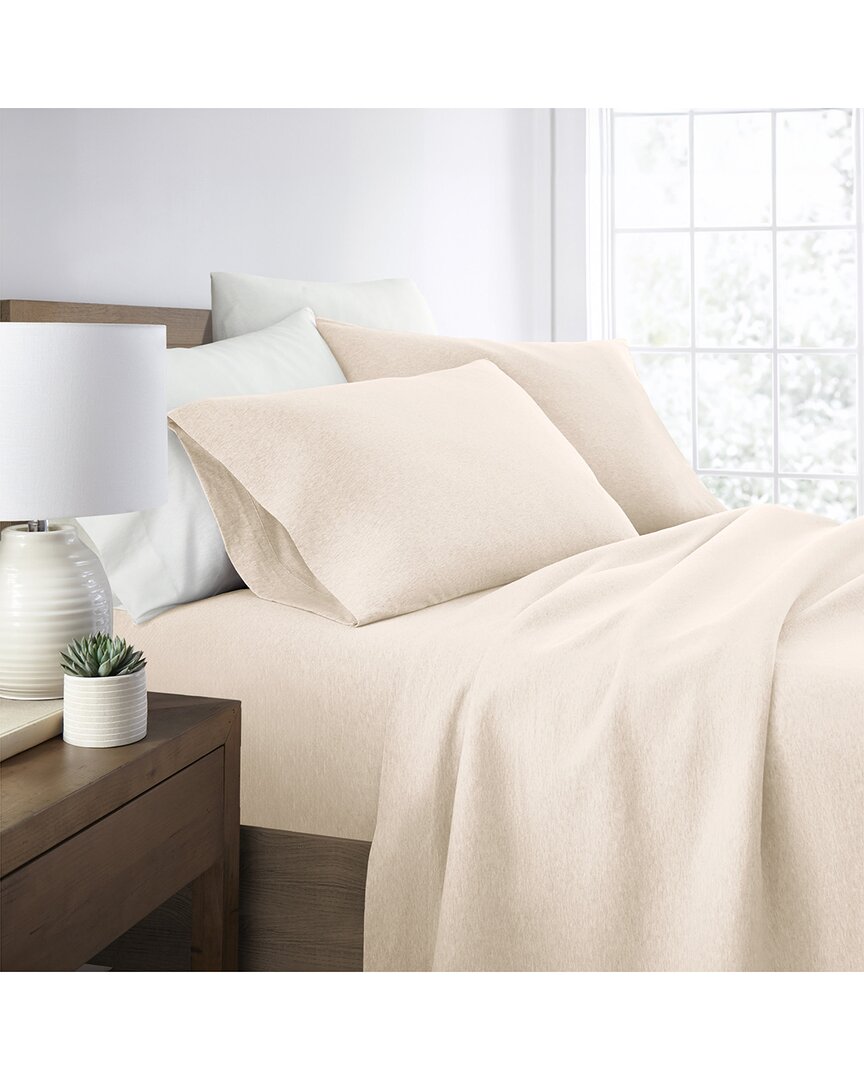 Home Collection 4pc Cotton Jersey Knit Sheet Set In Beige