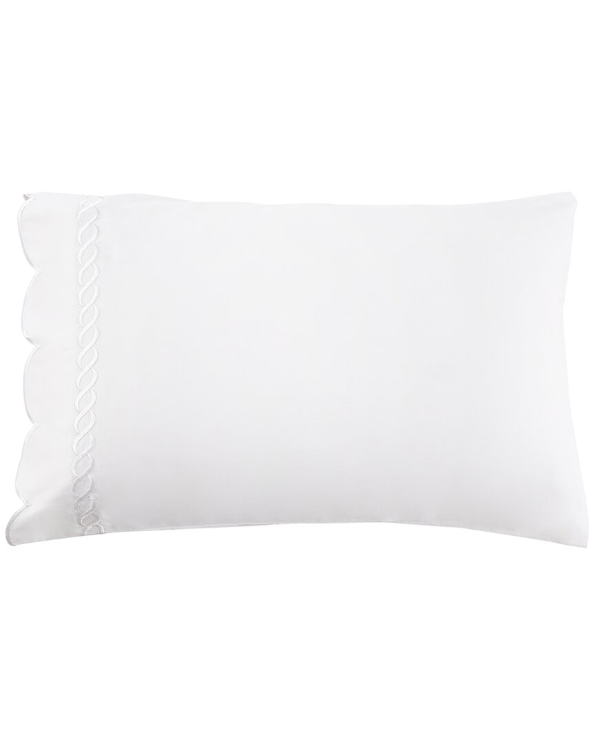 Melange Home 600 Thread Count Scallop Rope Embroidery Cotton Pillowcases In White