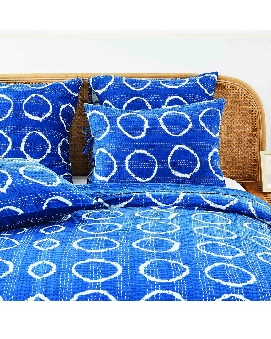 Melange Mélange Home Hand-stitched Floral Paisley Kantha Sham Set