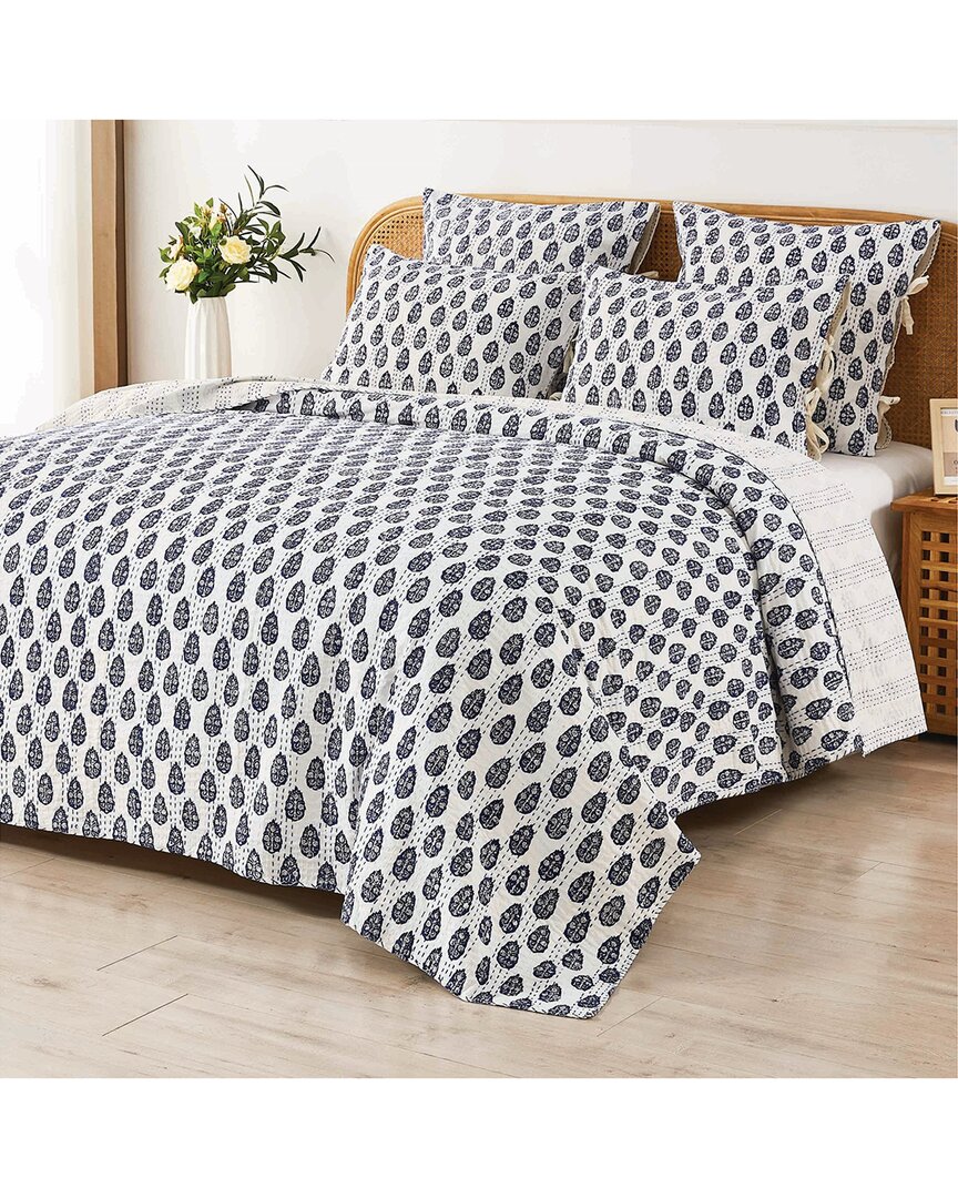Melange Mélange Home Hand-stitched Floral Paisley Kantha Sham Set