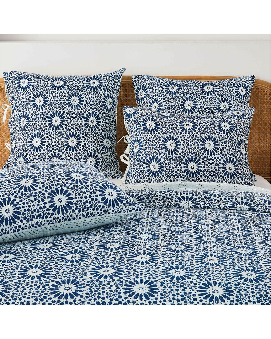 Melange Mélange Home Hand-stitched Flower Burst Kantha Sham Set
