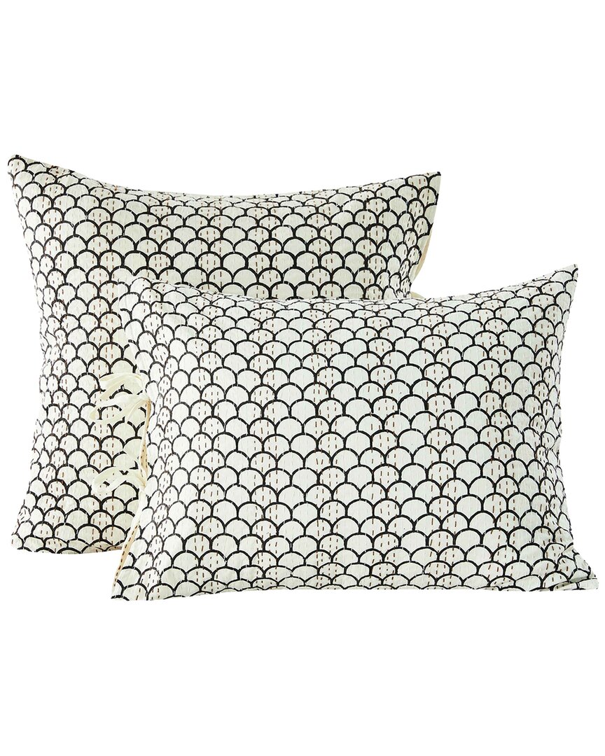 Melange Mélange Home Hand-stitched Scallop Kantha Sham Set