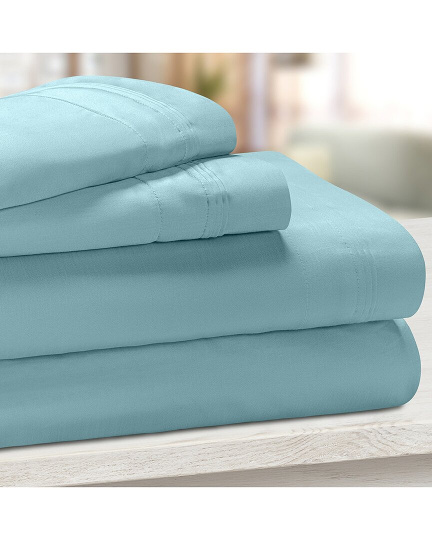 Superior Egyptian Cotton 650-thread Count Solid Deep Pocket Sheet Set In Blue