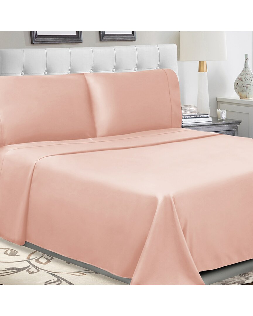 Superior Solid 300-thread Count Cotton Percale Deep Pocket Sheet Set In Blush