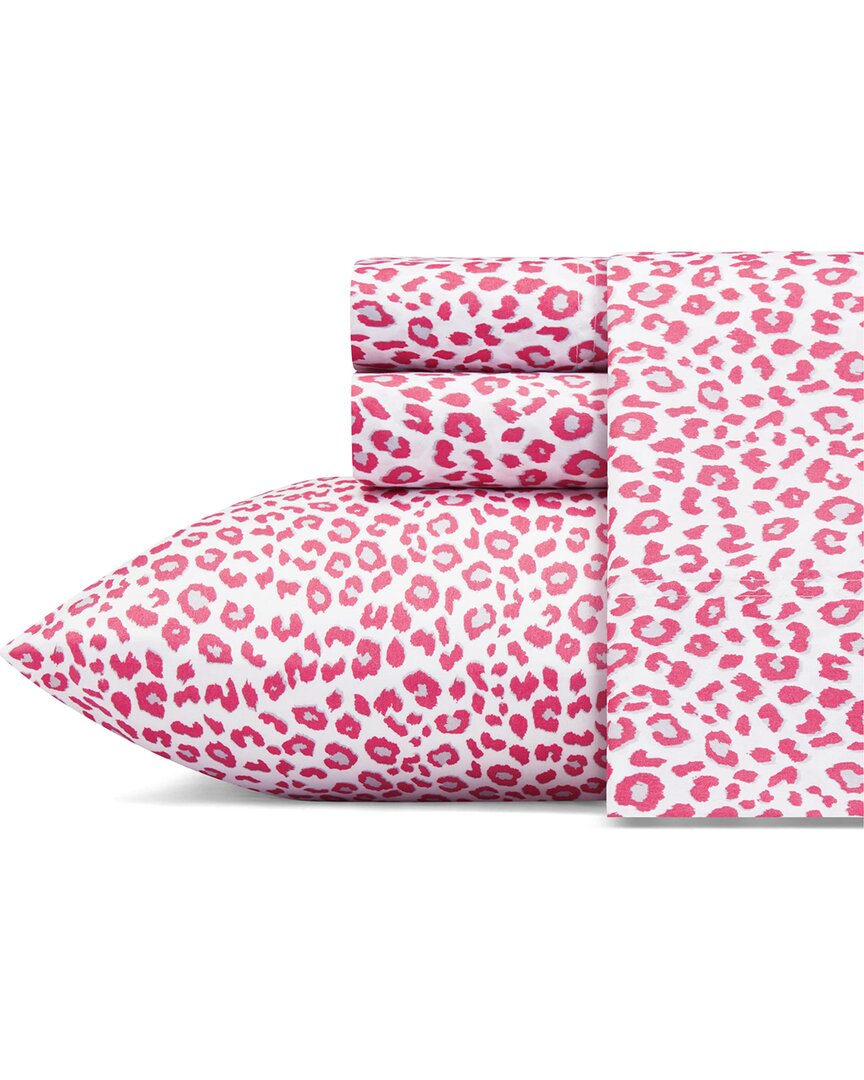 Betsey Johnson Dnu Leopard Ultra Soft Microfiber Sheet Set In Pink