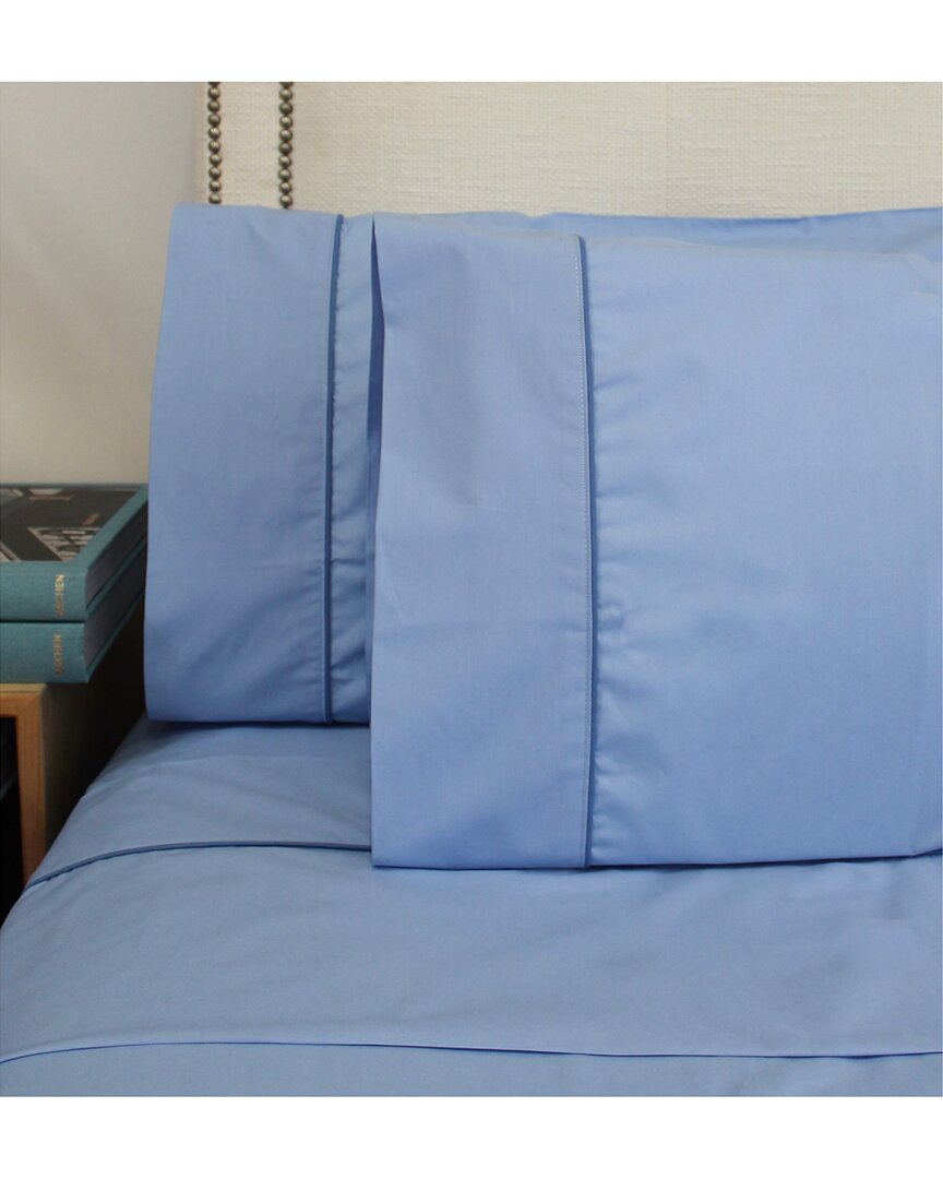 Belle Epoque Combed Cotton Percale Sheet Set In Blue