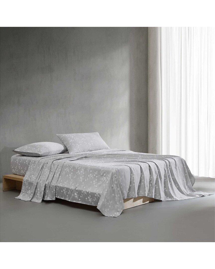Calvin Klein 300 Thread Count White Flowers Cotton Sateen Sheet Set